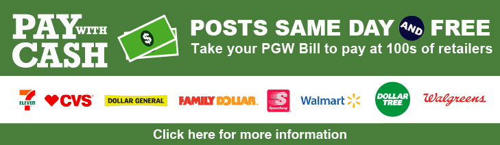 PGW Pay with cash image. Pay your PGW bill at hundreds of retailers